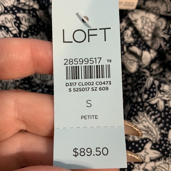 LOFT Floral waist Tie Dress IN NAVY AND WHITE - Picture 6 of 9